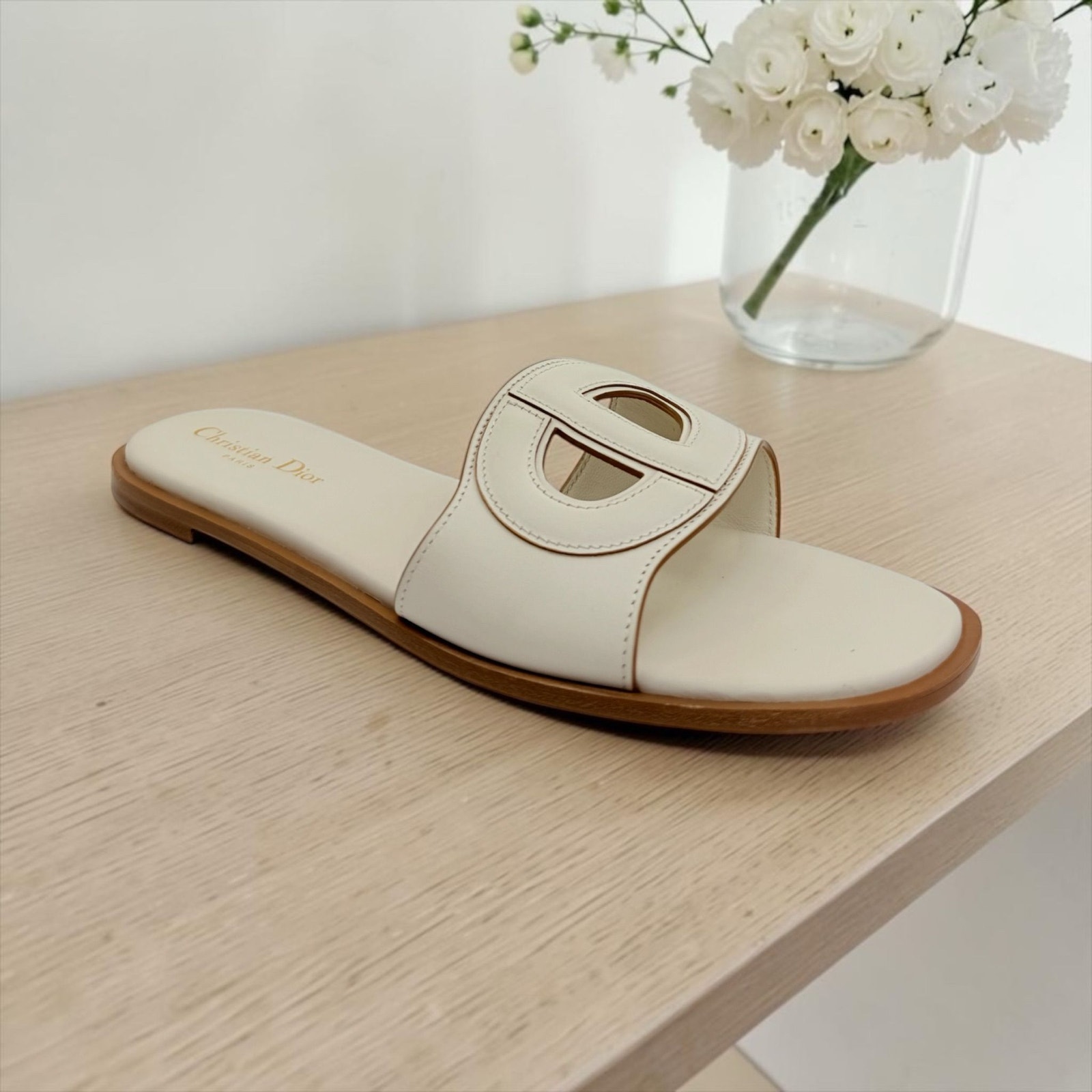 Dior Leather Logo Slides (38/8)